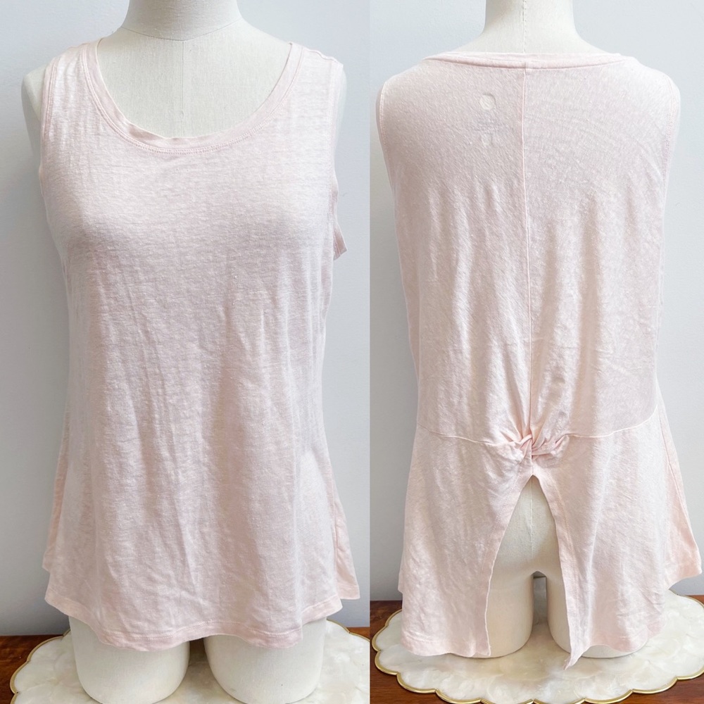 Dakini Pale Pink Linen Sleeveless Back Split Tank